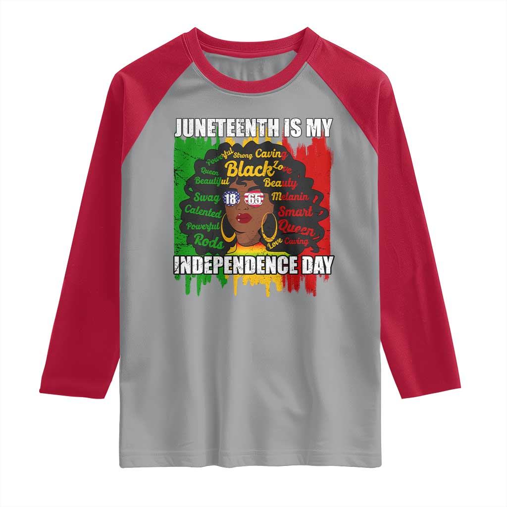 Juneteenth Is My Independence Day Raglan Shirt Since 1865 African American Woman TS02 Sport Gray Red Print Your Wear