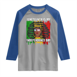 Juneteenth Is My Independence Day Raglan Shirt Since 1865 African American Woman TS02 Sport Gray Royal Print Your Wear