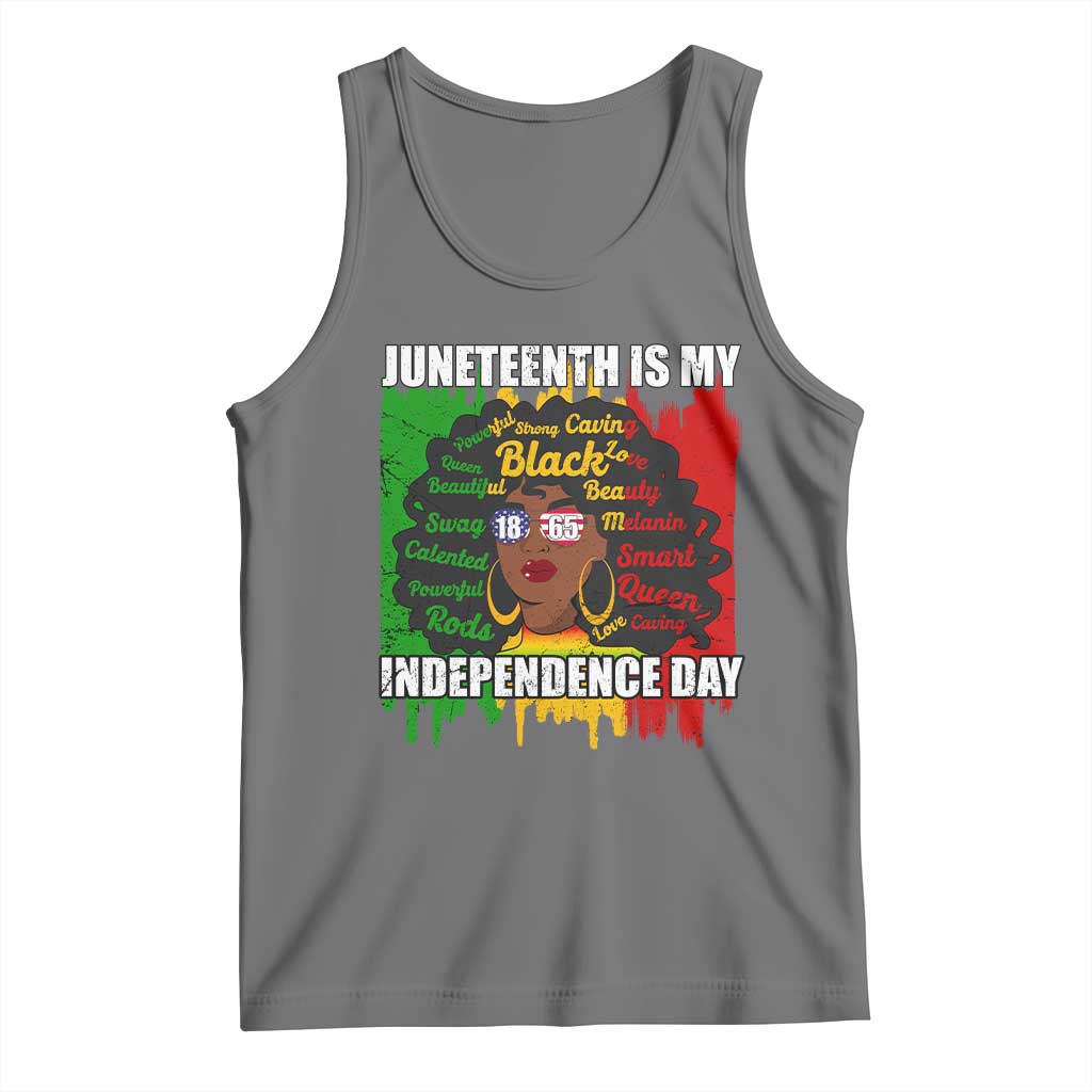 Juneteenth Is My Independence Day Tank Top Since 1865 African American Woman TS02 Black Heather Print Your Wear