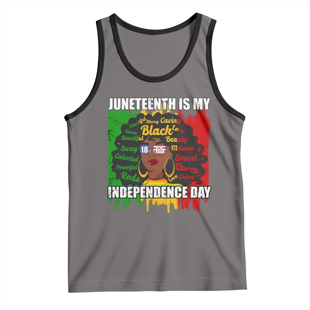 Juneteenth Is My Independence Day Tank Top Since 1865 African American Woman TS02 Deep Heather Black Print Your Wear
