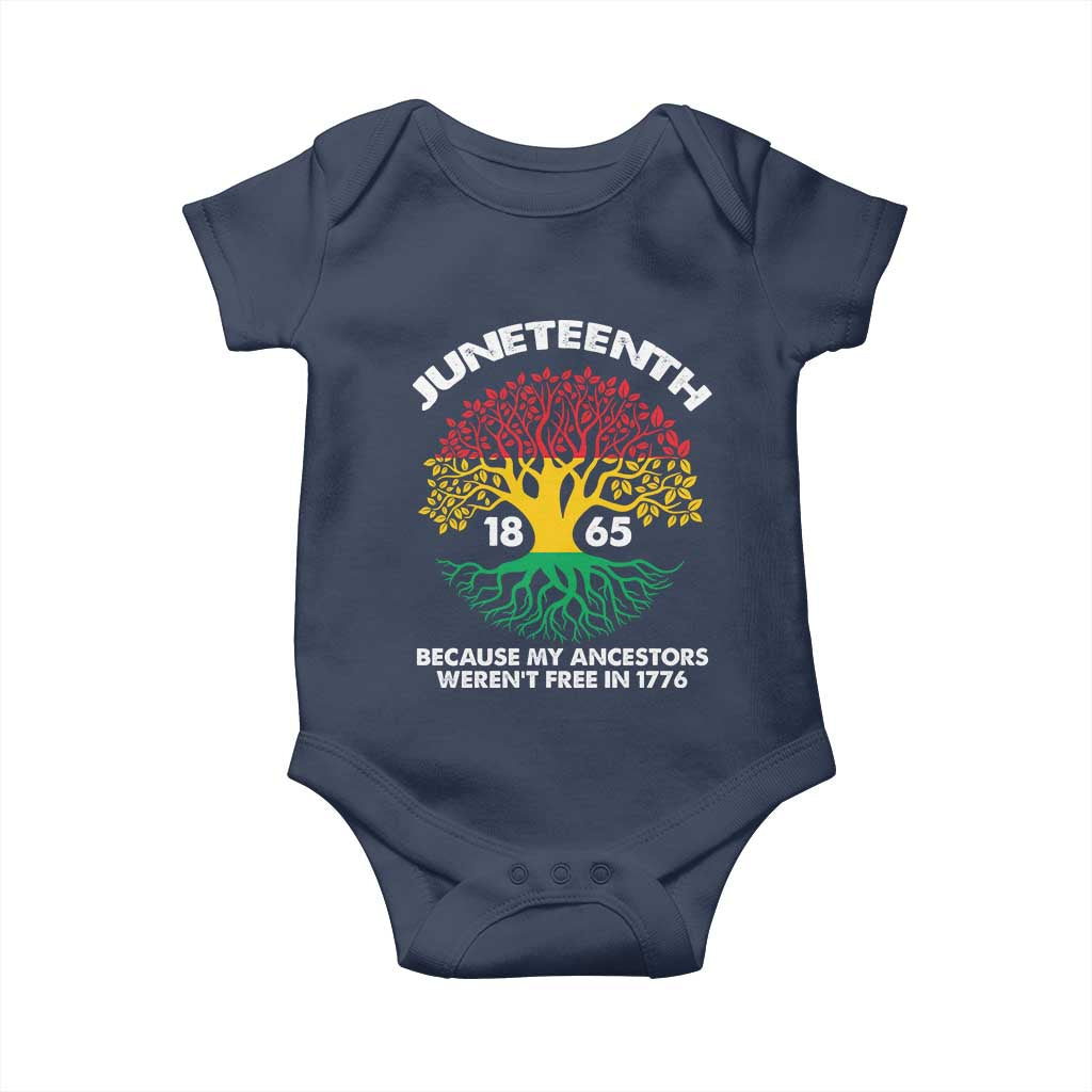 Juneteenth 1865 Baby Onesie Because My Ancestor Weren't Free In 1776 African American Roots TS02 Navy Print Your Wear