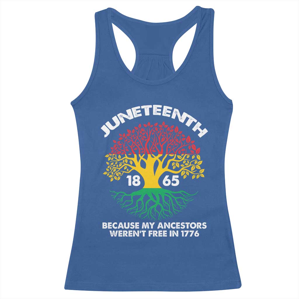 Juneteenth 1865 Racerback Tank Top Because My Ancestor Weren't Free In 1776 African American Roots TS02 Royal Blue Print Your Wear