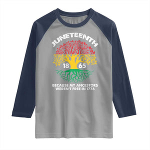 Juneteenth 1865 Raglan Shirt Because My Ancestor Weren't Free In 1776 African American Roots TS02 Sport Gray Navy Print Your Wear