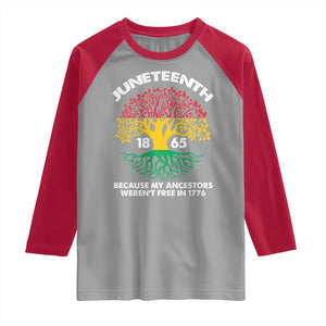 Juneteenth 1865 Raglan Shirt Because My Ancestor Weren't Free In 1776 African American Roots TS02 Sport Gray Red Print Your Wear