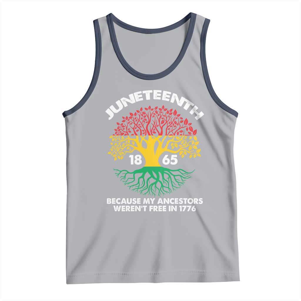 Juneteenth 1865 Tank Top Because My Ancestor Weren't Free In 1776 African American Roots TS02 Athletic Heather Navy Print Your Wear
