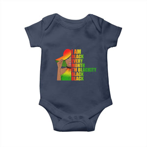 I Am Black Every Month Baby Onesie Blackity Slay Woman African Pride TS02 Navy Print Your Wear