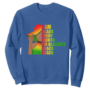 Proud Black Women Sweatshirt I Am Black Every Month Blackity African American Pride Black History Month Juneteenth TS02 Royal Blue Printyourwear