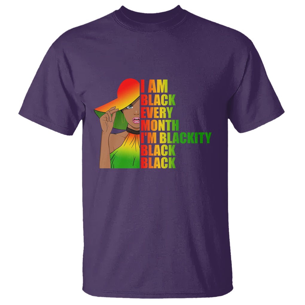 Proud Black Women T Shirt I Am Black Every Month Blackity African American Pride Black History Month Juneteenth TS02 Purple Printyourwear