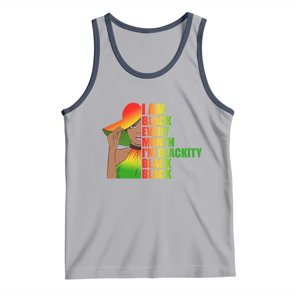 I Am Black Every Month Tank Top Blackity Slay Woman African Pride TS02 Athletic Heather Navy Print Your Wear