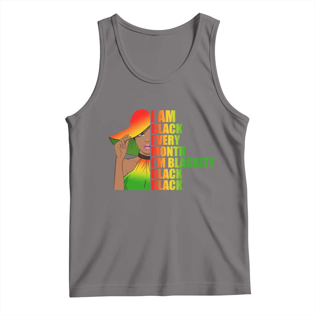 I Am Black Every Month Tank Top Blackity Slay Woman African Pride TS02 Deep Heather Print Your Wear