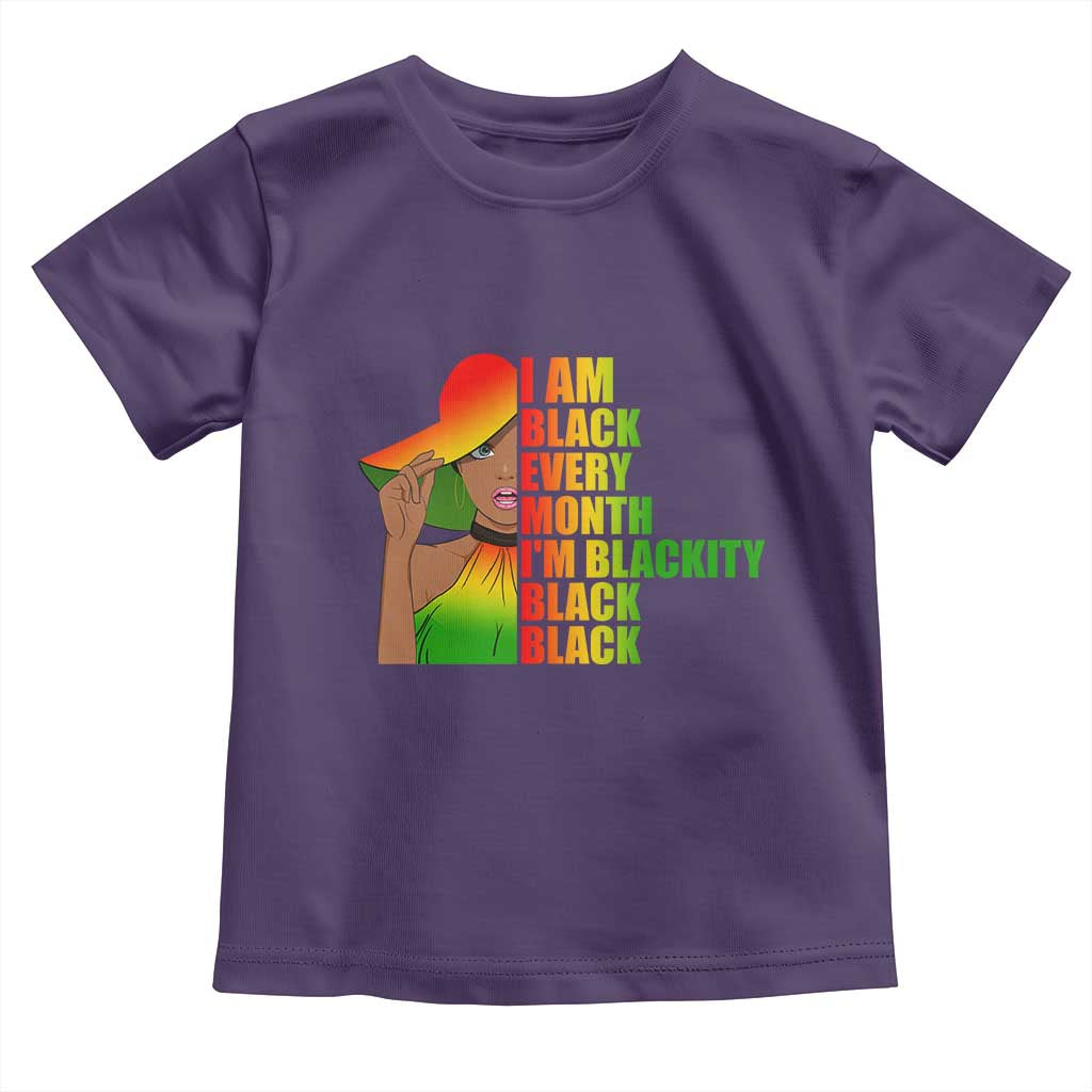 I Am Black Every Month Toddler T Shirt Blackity Slay Woman African Pride TS02 Purple Print Your Wear