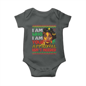 Black Queen Pride Baby Onesie I Am Who I Am Your Approval Isn't Needed TS02 Dark Heather Print Your Wear