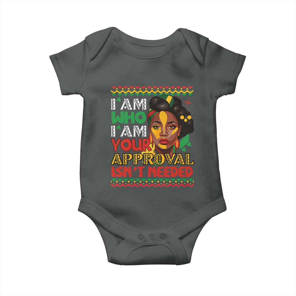 Black Queen Pride Baby Onesie I Am Who I Am Your Approval Isn't Needed TS02 Dark Heather Print Your Wear