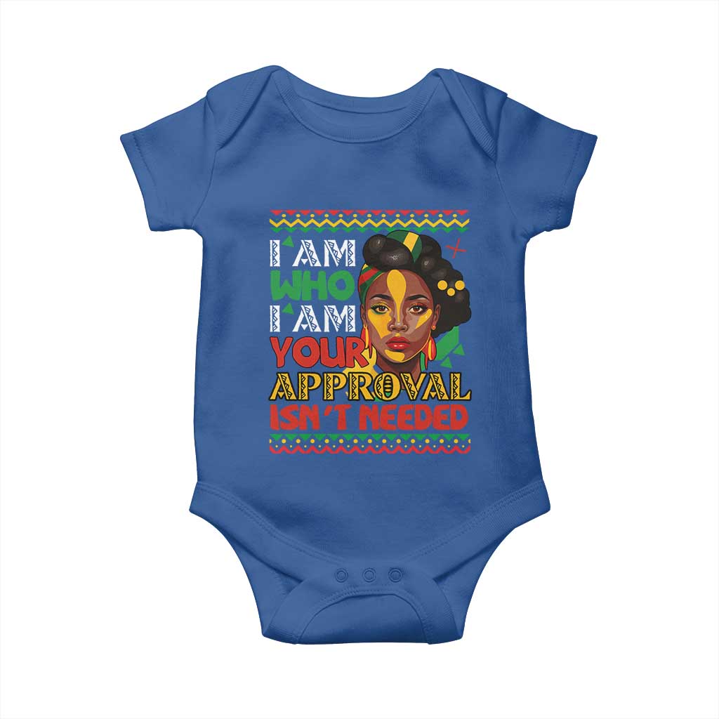 Black Queen Pride Baby Onesie I Am Who I Am Your Approval Isn't Needed TS02 Royal Blue Print Your Wear