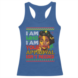 Black Queen Pride Racerback Tank Top I Am Who I Am Your Approval Isn't Needed TS02 Royal Blue Print Your Wear