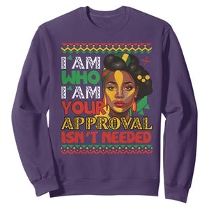 Proud Black Women Sweatshirt I Am Who I Am Your Approval Isn't Needed African American Pride Black History Month Juneteenth TS02 Purple Printyourwear