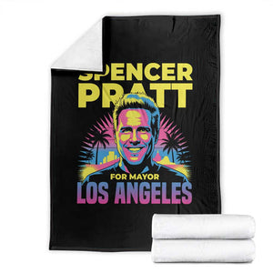 Spencer Pratt for Mayor Los Angeles Synthwave Graphic Throw Blanket Retro Neon California Supporter