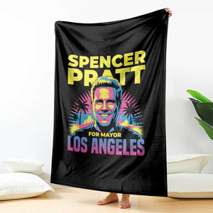 Spencer Pratt for Mayor Los Angeles Synthwave Graphic Throw Blanket Retro Neon California Supporter