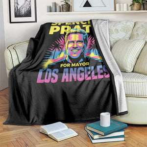 Spencer Pratt for Mayor Los Angeles Synthwave Graphic Throw Blanket Retro Neon California Supporter