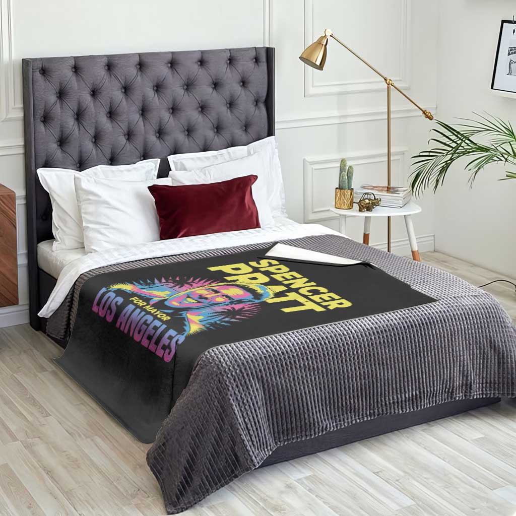 Spencer Pratt for Mayor Los Angeles Synthwave Graphic Throw Blanket Retro Neon California Supporter