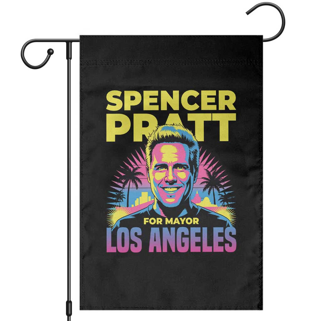 Spencer Pratt for Mayor Los Angeles Synthwave Graphic Garden Flag Retro Neon California Supporter TS02 Black Print Your Wear