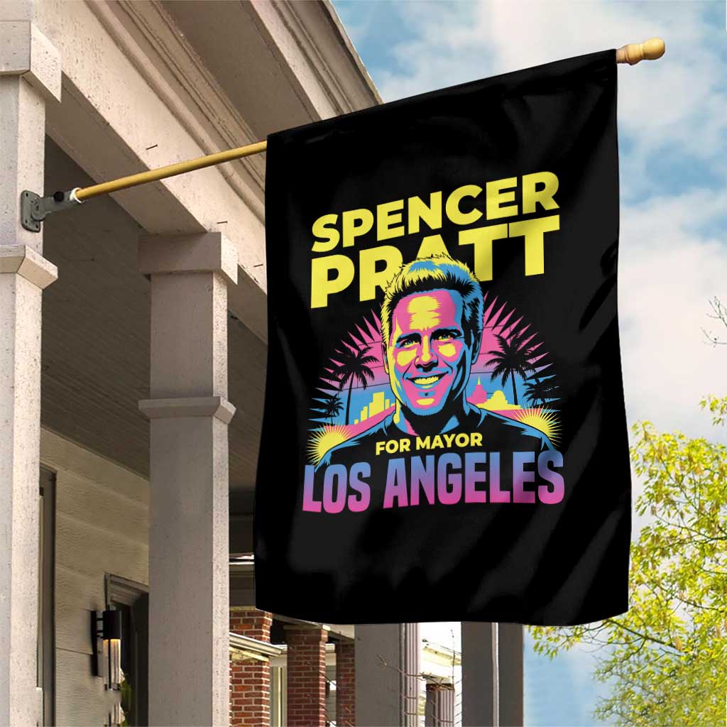 Spencer Pratt for Mayor Los Angeles Synthwave Graphic Garden Flag Retro Neon California Supporter TS02 Print Your Wear