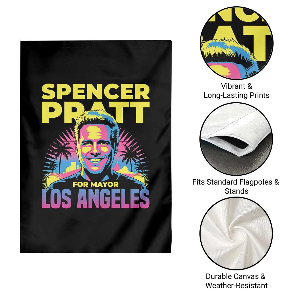 Spencer Pratt for Mayor Los Angeles Synthwave Graphic Garden Flag Retro Neon California Supporter TS02 Print Your Wear