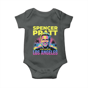 Spencer Pratt for Mayor Los Angeles Synthwave Graphic Baby Onesie Retro Neon California Supporter TS02 Dark Heather Print Your Wear