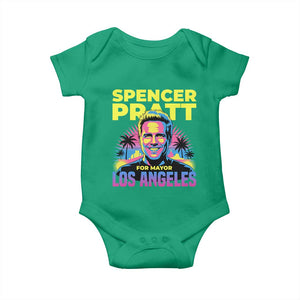 Spencer Pratt for Mayor Los Angeles Synthwave Graphic Baby Onesie Retro Neon California Supporter TS02 Irish Green Print Your Wear