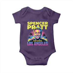 Spencer Pratt for Mayor Los Angeles Synthwave Graphic Baby Onesie Retro Neon California Supporter TS02 Purple Print Your Wear