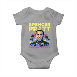 Spencer Pratt for Mayor Los Angeles Synthwave Graphic Baby Onesie Retro Neon California Supporter TS02 Sport Gray Print Your Wear