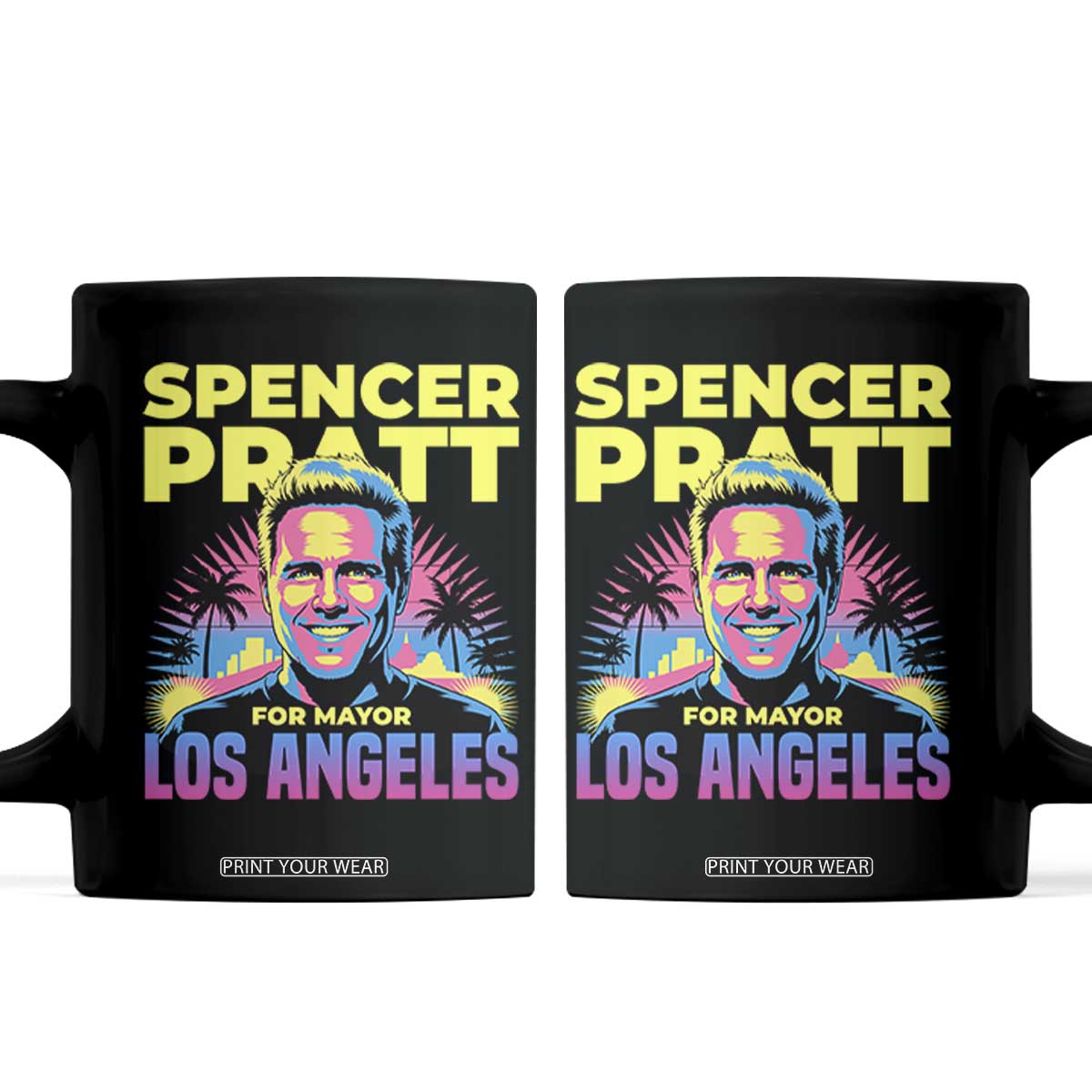 Spencer Pratt for Mayor Los Angeles Synthwave Graphic Coffee Mug Retro Neon California Supporter