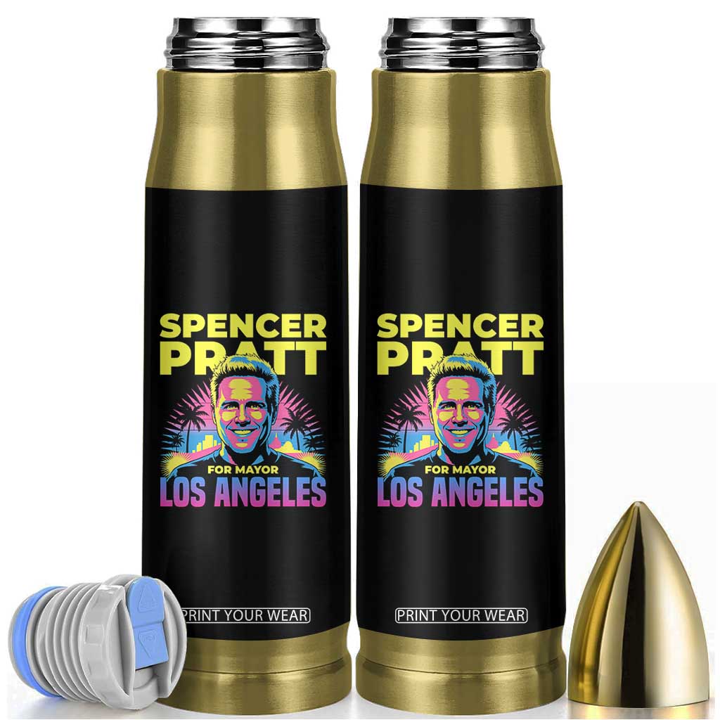 Spencer Pratt for Mayor Los Angeles Synthwave Graphic Bullet Tumbler Retro Neon California Supporter TS02 Black Print Your Wear