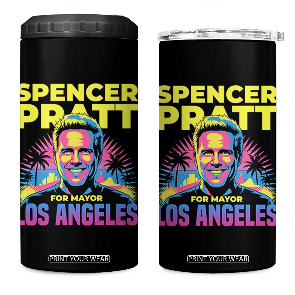 Spencer Pratt for Mayor Los Angeles Synthwave Graphic 4 in 1 Can Cooler Tumbler Retro Neon California Supporter TS02 One Size: 16 oz Black Print Your Wear