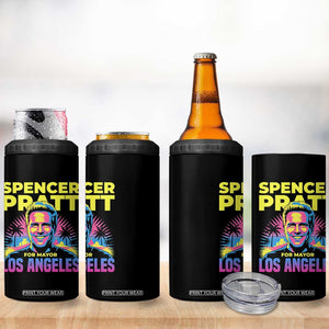 Spencer Pratt for Mayor Los Angeles Synthwave Graphic 4 in 1 Can Cooler Tumbler Retro Neon California Supporter TS02 Print Your Wear