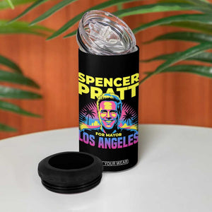Spencer Pratt for Mayor Los Angeles Synthwave Graphic 4 in 1 Can Cooler Tumbler Retro Neon California Supporter TS02 Print Your Wear