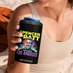 Spencer Pratt for Mayor Los Angeles Synthwave Graphic 4 in 1 Can Cooler Tumbler Retro Neon California Supporter TS02 Print Your Wear