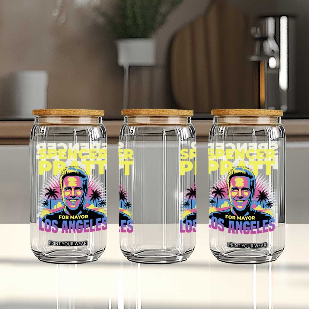 Spencer Pratt for Mayor Los Angeles Synthwave Graphic Glass Can Retro Neon California Supporter TS02 Print Your Wear