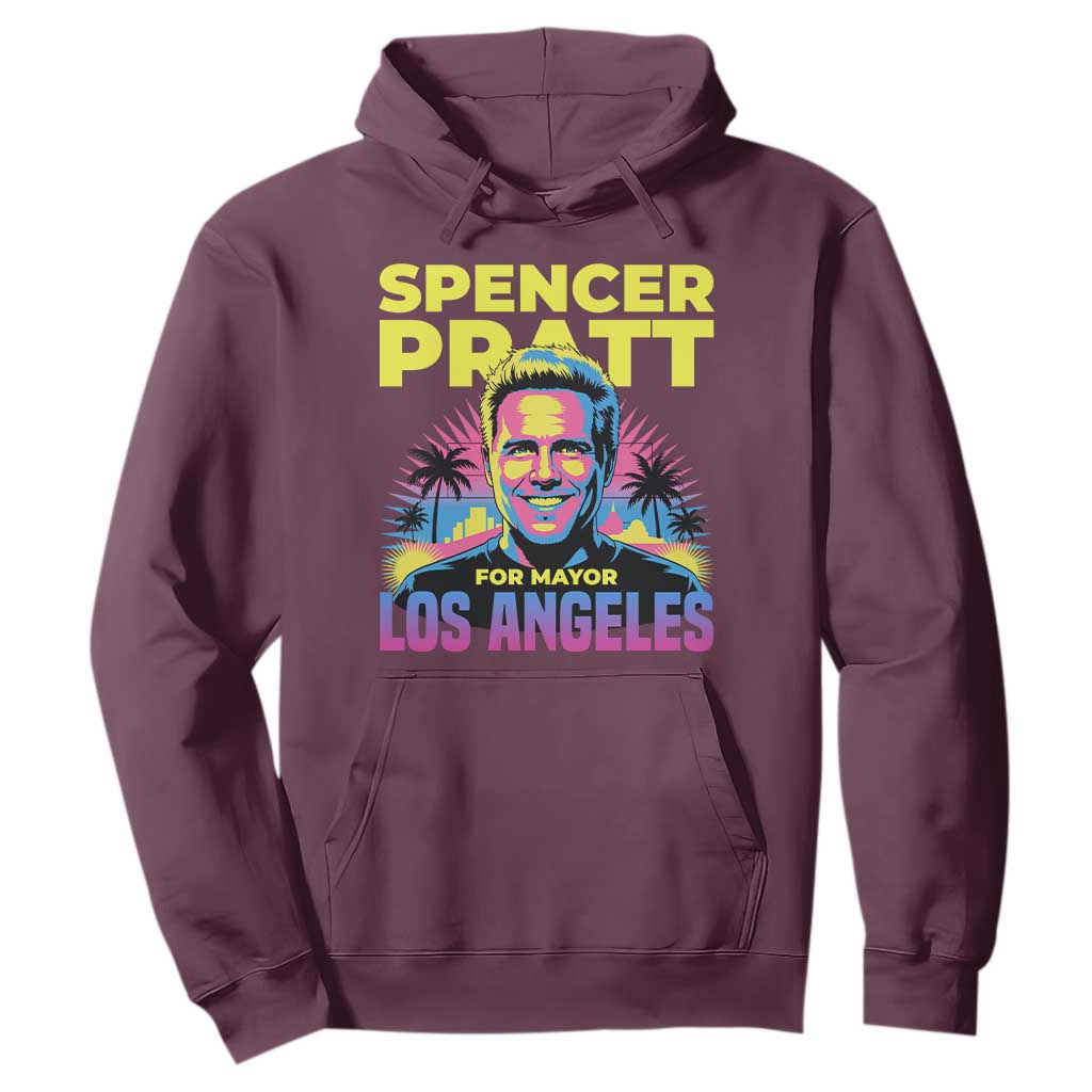 Spencer Pratt for Mayor Los Angeles Synthwave Graphic Hoodie Retro Neon California Supporter TS02 Maroon Print Your Wear