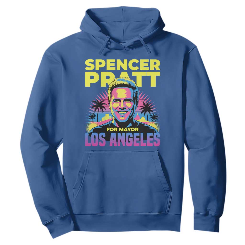 Spencer Pratt for Mayor Los Angeles Synthwave Graphic Hoodie Retro Neon California Supporter TS02 Royal Blue Print Your Wear