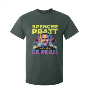 Spencer Pratt for Mayor Los Angeles Synthwave Graphic T Shirt For Kid Retro Neon California Supporter TS02 Dark Forest Green Print Your Wear