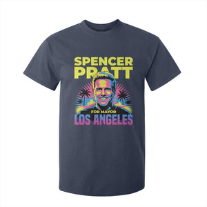 Spencer Pratt for Mayor Los Angeles Synthwave Graphic T Shirt For Kid Retro Neon California Supporter TS02 Navy Print Your Wear