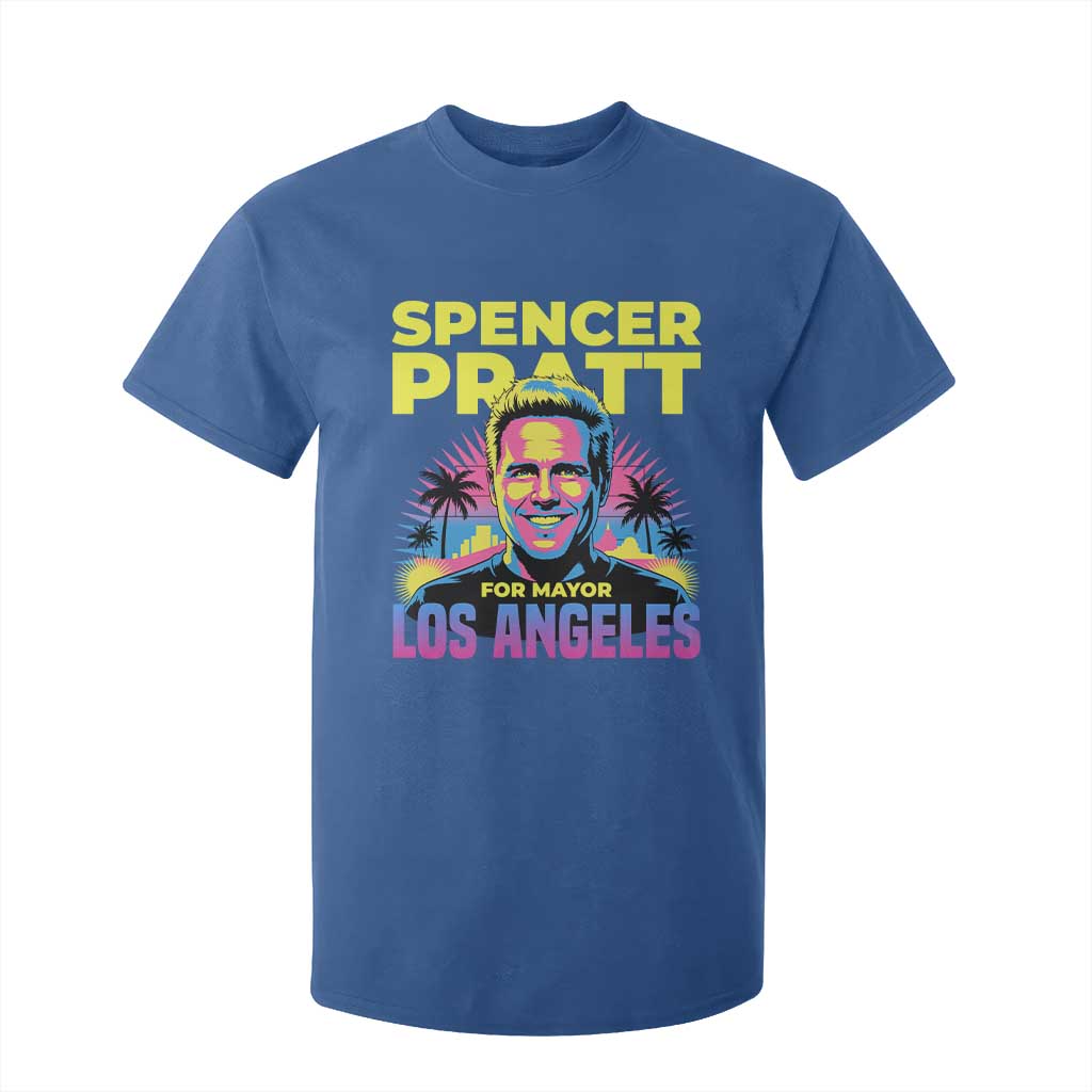Spencer Pratt for Mayor Los Angeles Synthwave Graphic T Shirt For Kid Retro Neon California Supporter TS02 Royal Blue Print Your Wear