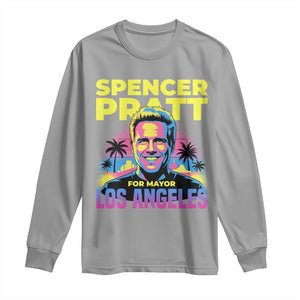 Spencer Pratt for Mayor Los Angeles Synthwave Graphic Long Sleeve Shirt Retro Neon California Supporter TS02 Sport Gray Print Your Wear