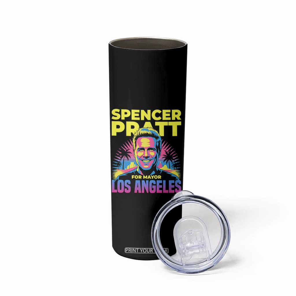 Spencer Pratt for Mayor Los Angeles Synthwave Graphic Skinny Tumbler Retro Neon California Supporter TS02 Print Your Wear