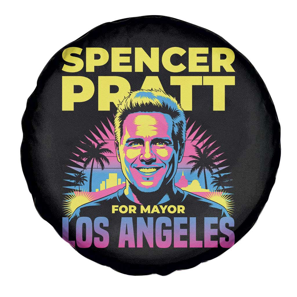 Spencer Pratt for Mayor Los Angeles Synthwave Graphic Spare Tire Cover Retro Neon California Supporter TS02 Print Your Wear
