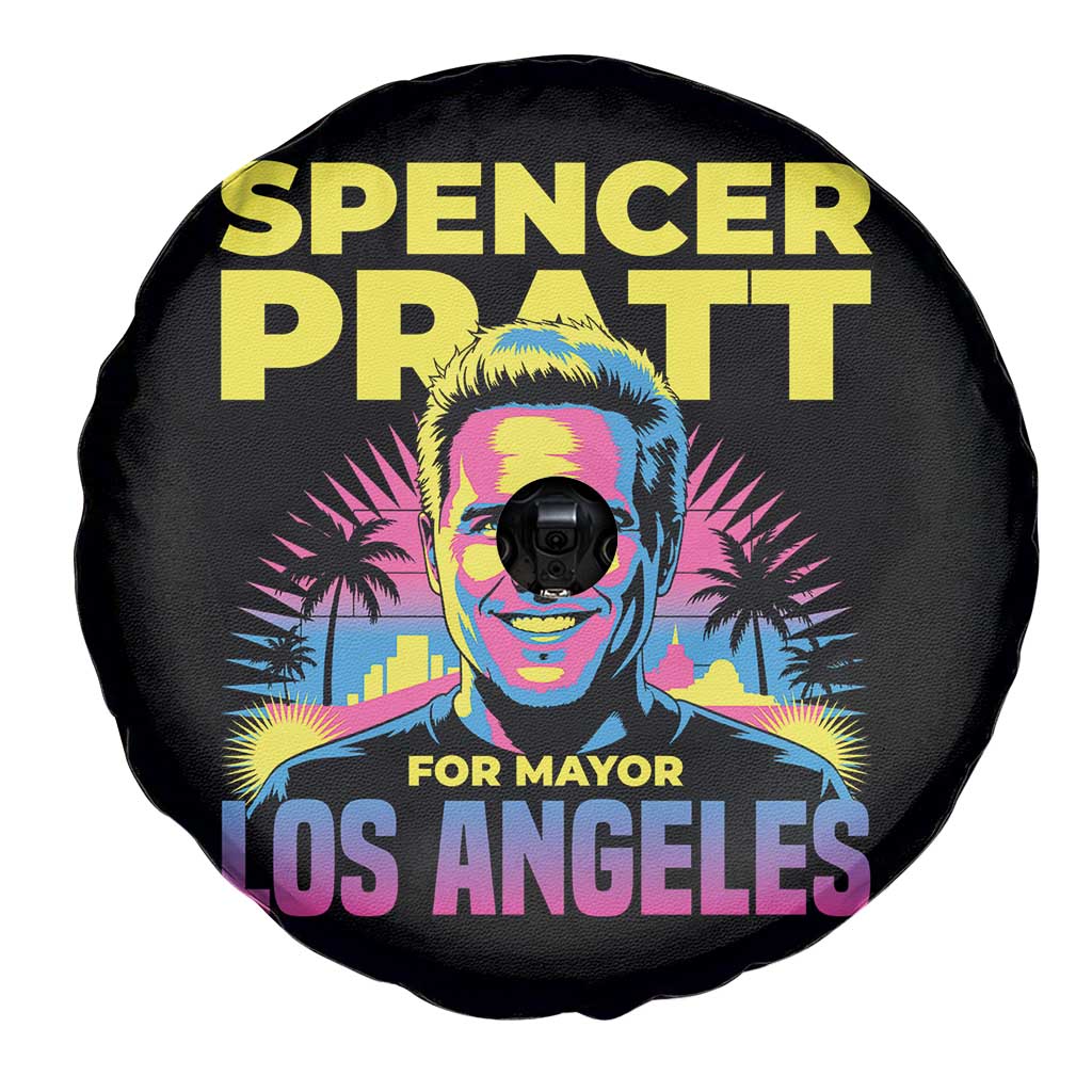 Spencer Pratt for Mayor Los Angeles Synthwave Graphic Spare Tire Cover Retro Neon California Supporter TS02 Print Your Wear