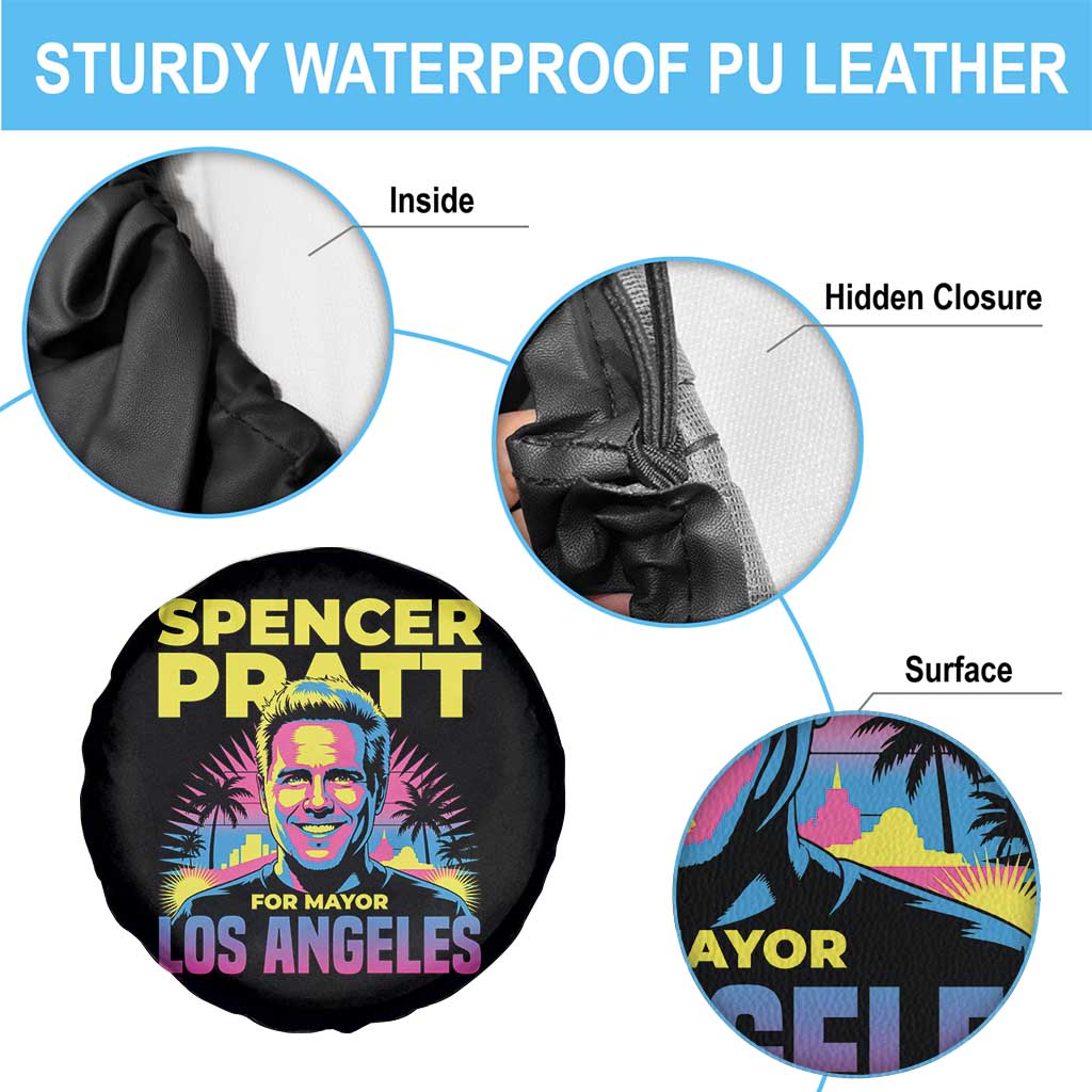Spencer Pratt for Mayor Los Angeles Synthwave Graphic Spare Tire Cover Retro Neon California Supporter TS02 Print Your Wear