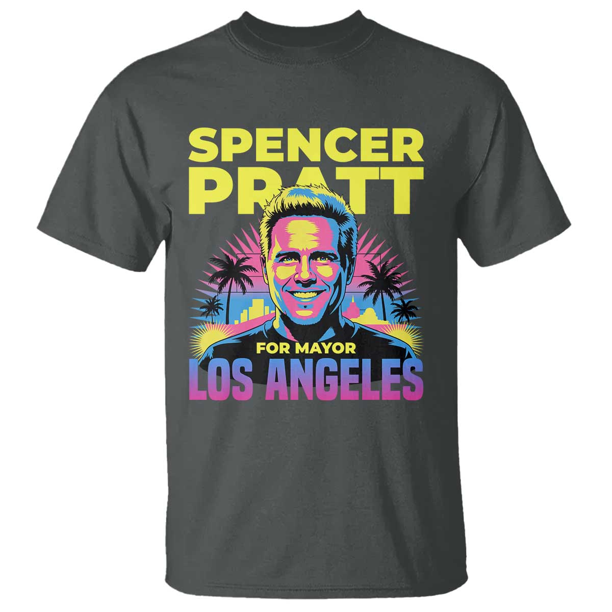 Spencer Pratt for Mayor Los Angeles Synthwave Graphic T Shirt Retro Neon California Supporter