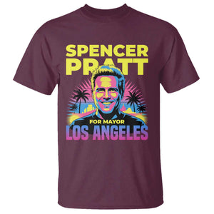 Spencer Pratt for Mayor Los Angeles Synthwave Graphic T Shirt Retro Neon California Supporter